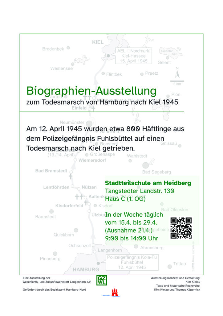 Plakat für Biografien-Ausstellung in der Stadtteilschule am Heidber